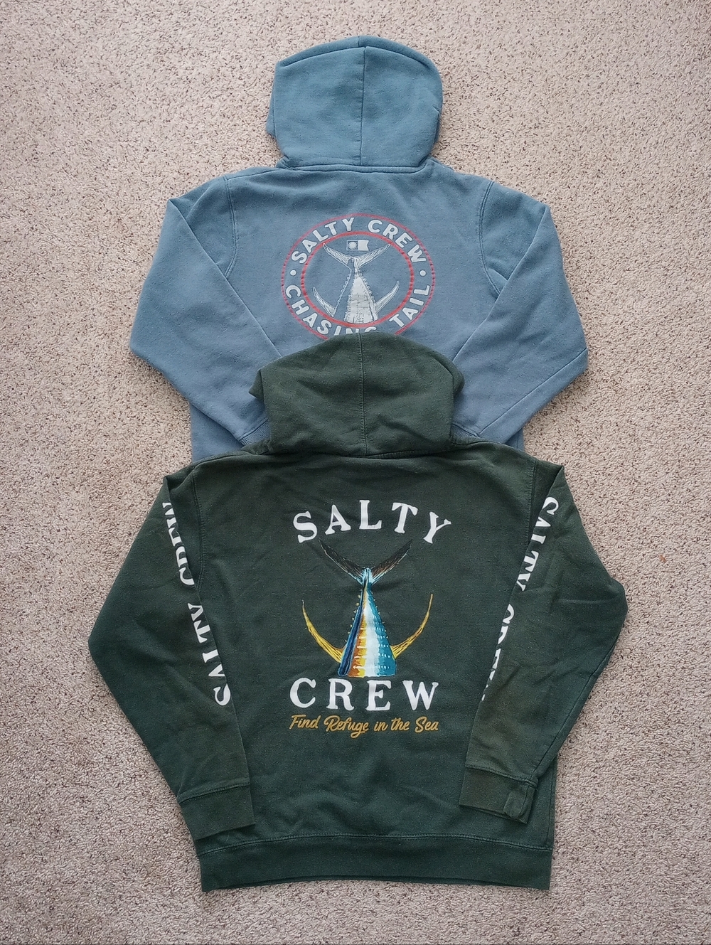 2 Salty Crew Hoodies Green And Blue Large